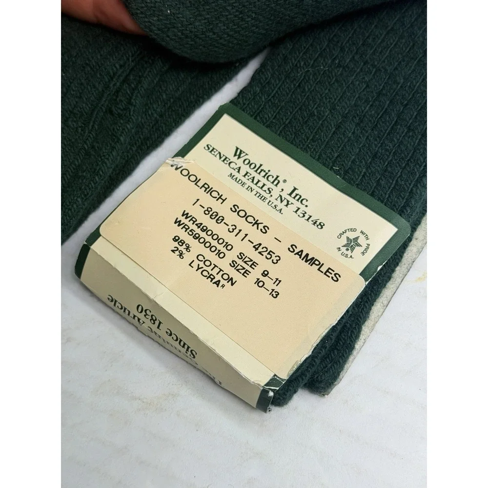Vintage Woolrich Socks Sample Lot 2 Pair Green Made USA NOS Deadstock